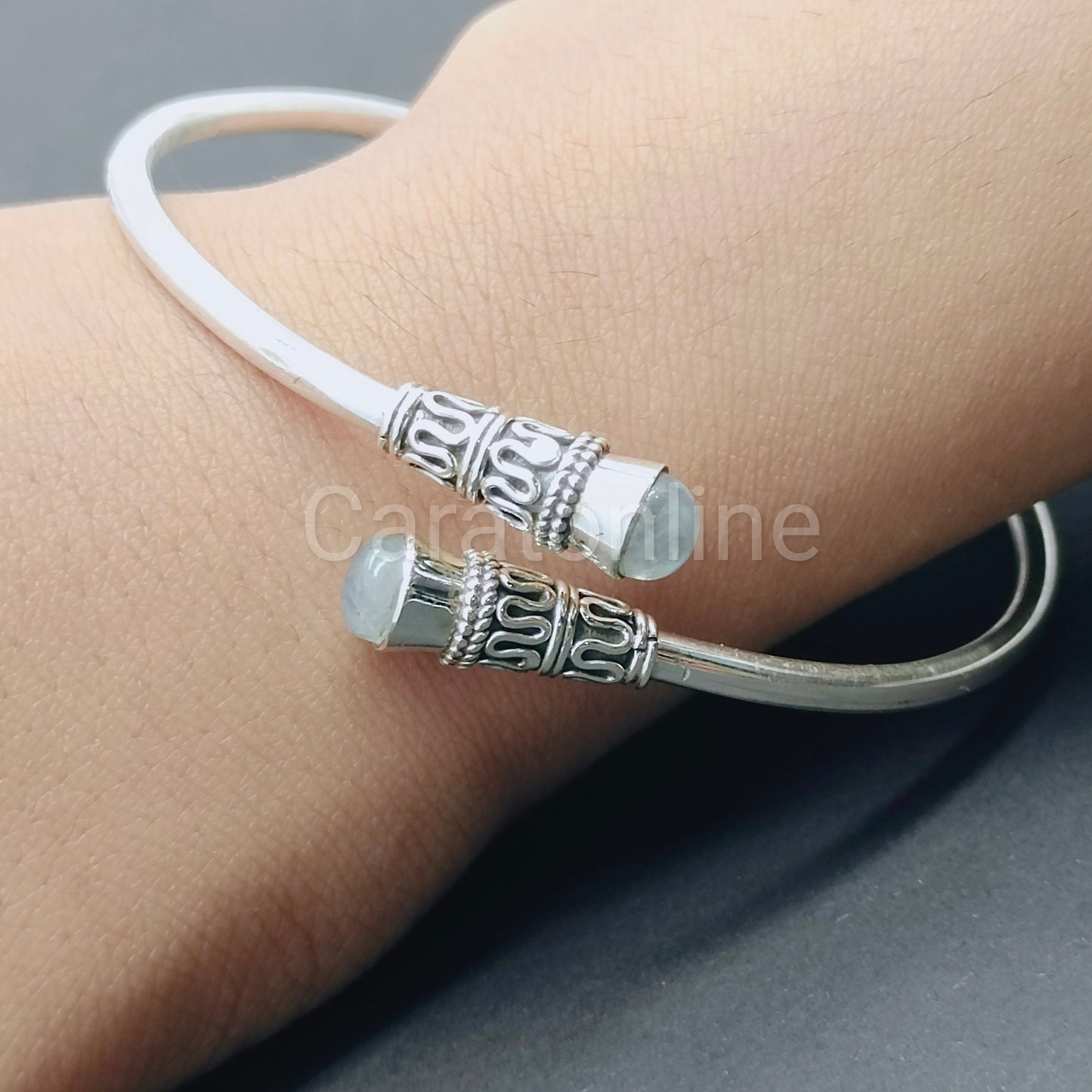 MOONSTONE Bangle Bracelet, Solid 925 Sterling Silver Bangle Bracelet, Gemstone Cute Simple bracelet, Bracelet for her , Gift Bangle