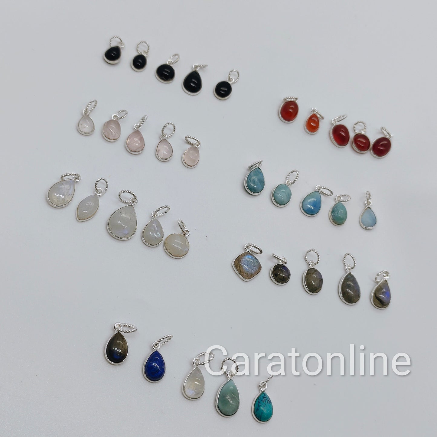 A lot of any random 5 piece pendants , select any gemstone , larimar pendant , moonstone pendant , pendants , necklaces , natural gemstones