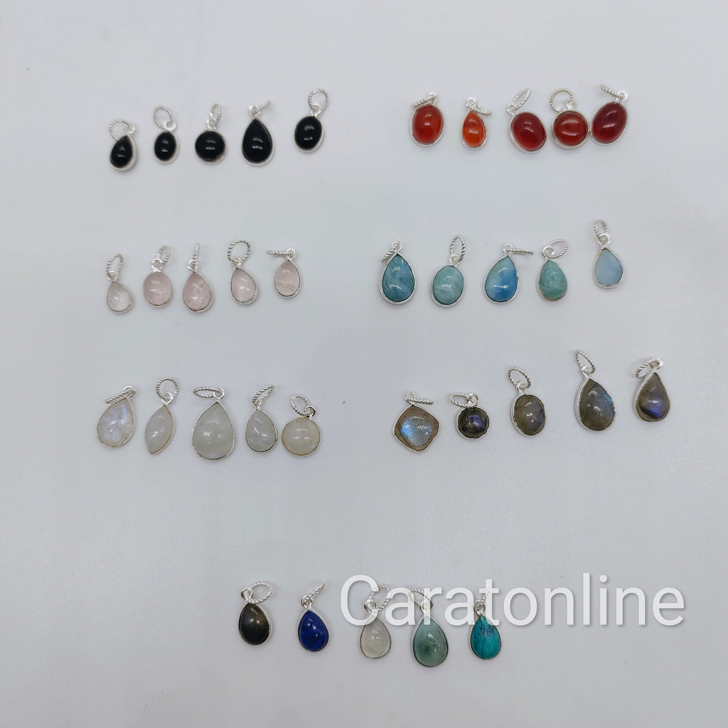 A lot of any random 5 piece pendants , select any gemstone , larimar pendant , moonstone pendant , pendants , necklaces , natural gemstones