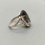 Glass Black Rutile coffin ring - Glass stone- Hand Crafted Coffin Shape Ring -Bohemian Black Rutile Ring- Rings -Gift for her