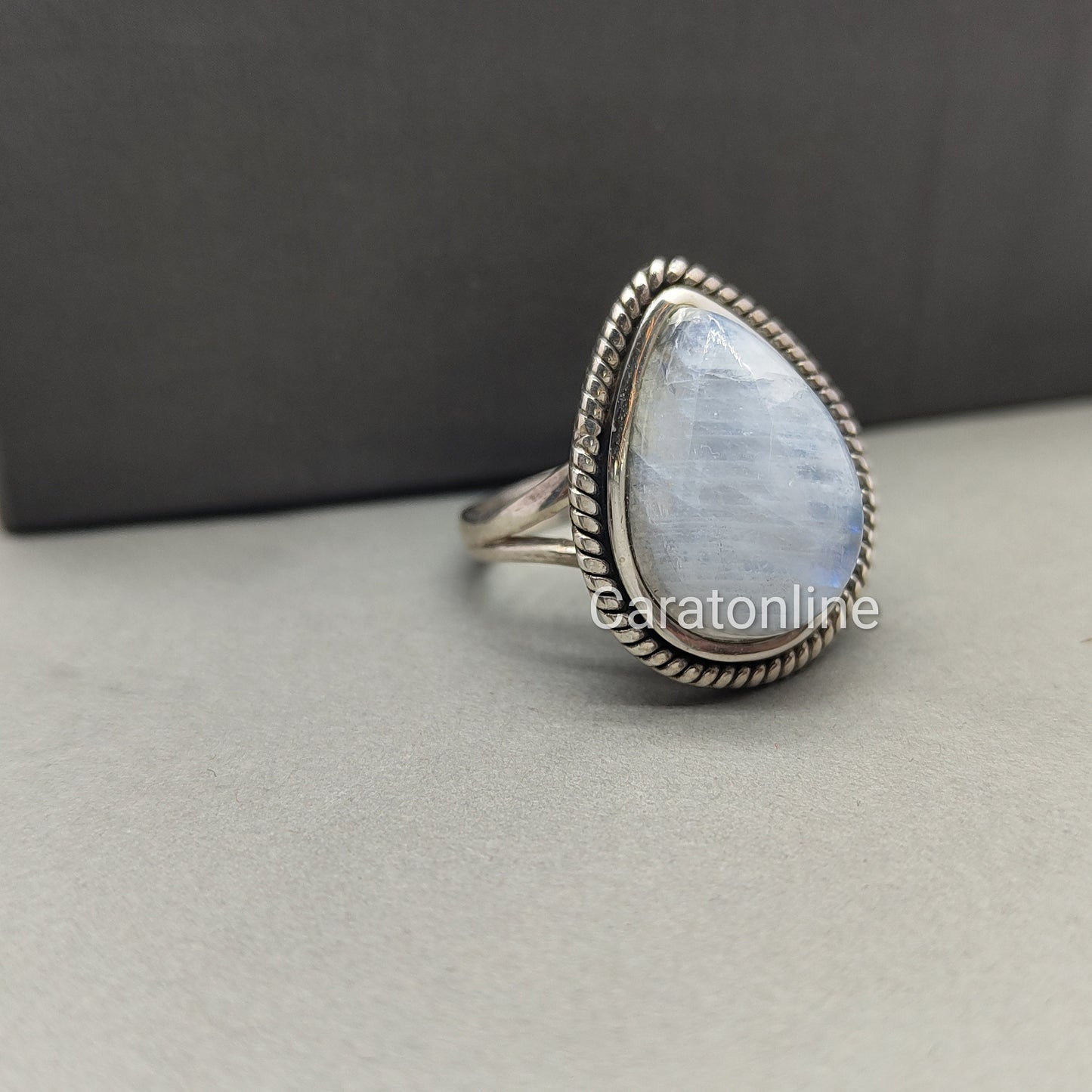 Moonstone Sterling Silver Ring - Hand Crafted Bohemian Ring-Bohemian Ring - Rainbow Moonstone- Boho silver ring , silver  Rings -Gift for