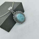 Handmade Larimar Pendant of Solid 925 Sterling Silver, Beautiful Larimar Pendant, Boho Pendant Gift for her