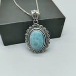 Handmade Larimar Pendant of Solid 925 Sterling Silver, Beautiful Larimar Pendant, Boho Pendant Gift for her