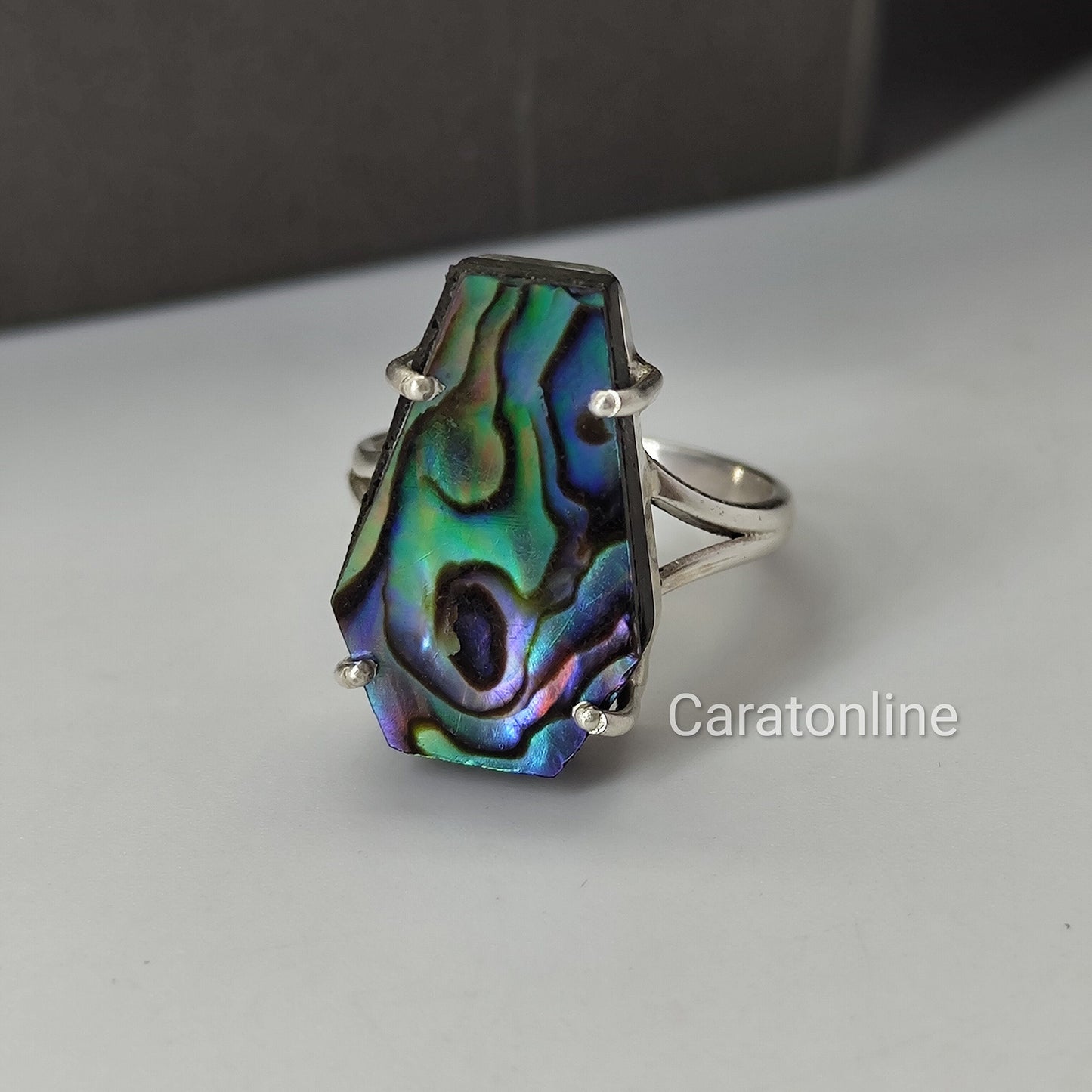 Abalone Shell Boho ring -Coffin shape ring - Sterling Silver Ring -Handmade jewelry -graduation gifts - Bohemian ring - minimalist