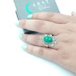 Malachite Green Stone  Ring- Sterling Silver Ring - Hand Crafted Bohemian Ring - Bohemian Malachite  stone Ring - Rings - Gift for