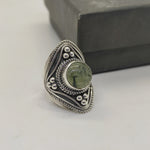 Prehnite Natural Gemstone Ring -925 Sterling Silver Ring - Hand Crafted Bohemian Ring- Prehnite Ring- Rings - Gifts for her -statement ring