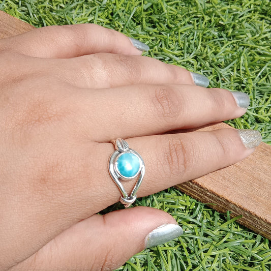 Natural Larimar top quality Stone ring - Cabochon ring - 925 sterling silver ring - larimar ring  - wedding Rings - silver rings- gifts