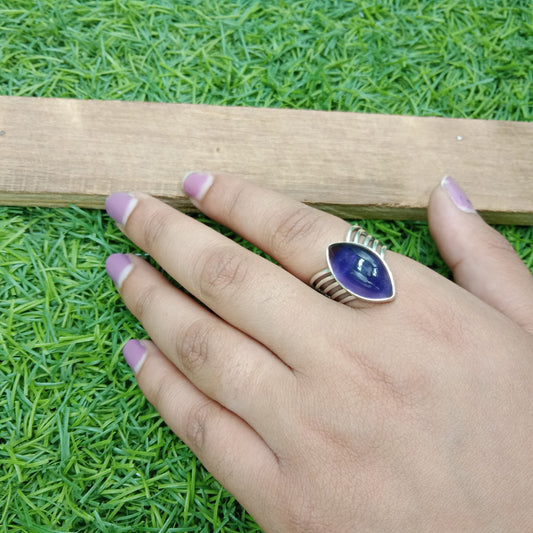Boho Statement Ring - Natural Amethyst Gemstone Ring- 925 Sterling Silver Ring - Hand Crafted Bohemian Ring-Bohemian Ring - Gift for Her