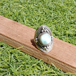 Larimar Natural Gemstone Ring -925 Sterling Silver Ring - Hand Crafted Bohemian Ring- Blue  Larimar  Ring- Rings - Gifts for her -Gifts