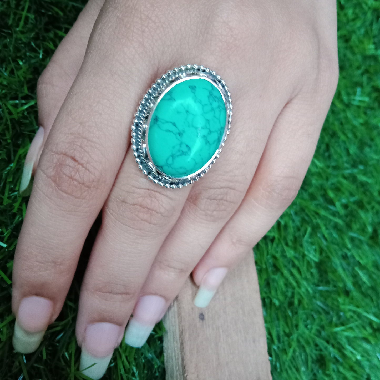 Turquoise Boho Sterling Silver Ring Ring - Heated Turquoise Gemstone- Hand Crafted Bohemian Ring- Bohemian Ring - Rings -Gift for Women