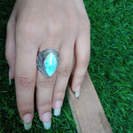 Larimar 925 Sterling Silver Ring - Boho Statement Ring - Hand Crafted Bohemian Ring-  Larimar Gemstone  Ring - Gift for Women- Free shipping