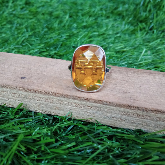 Light Citrine Glass Gemstone jewelry - Hand Crafted Bohemian Ring - Glass Stone- Bohemian Citrine  stone Ring -Gift for women -Free shipping