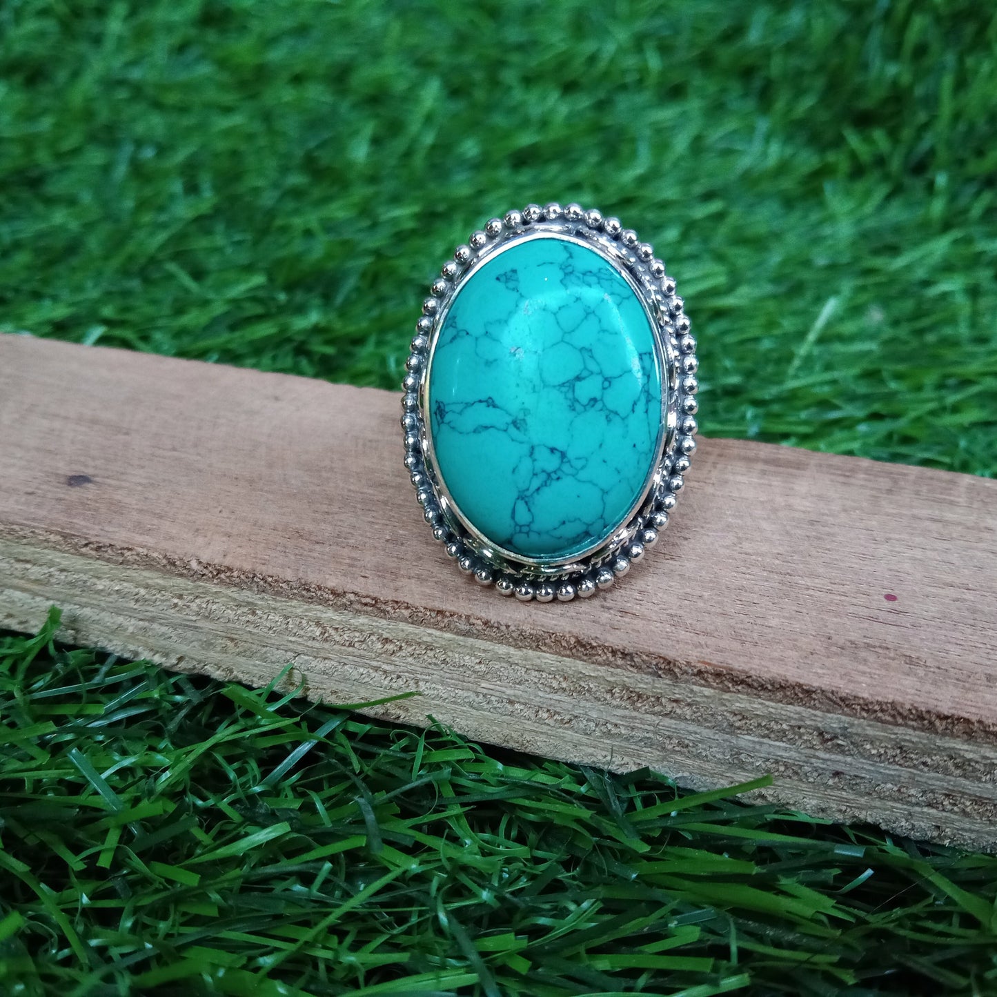 Turquoise Boho Sterling Silver Ring Ring - Heated Turquoise Gemstone- Hand Crafted Bohemian Ring- Bohemian Ring - Rings -Gift for Women