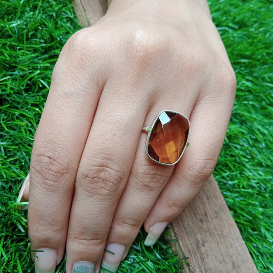 Dark Brown Glass  Stone 925 Sterling silver Ring, Glass Stone, Bohemian Ring, Silver Ring, Dainty Ring, Minimalist Ring,  Gift for Women
