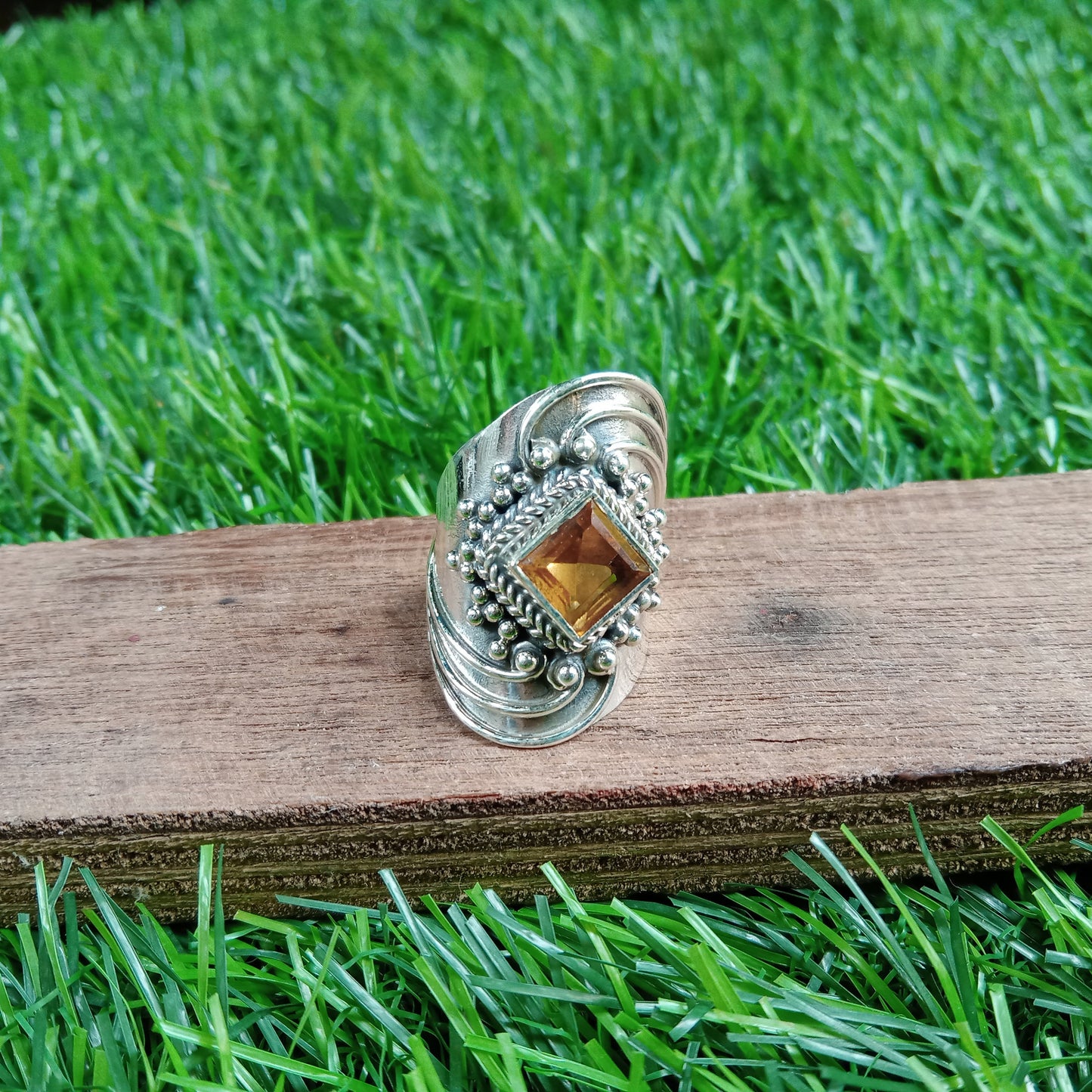 Citrine Boho Ring, Silver Ring, Natural stone Ring, Handmade Ring, Gemstone Ring, Boho Jewelry, Big Boho Ring, jewelry, Gift for women