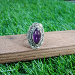 Boho Statement Ring - Natural Amethiyst Gemstone Ring- 925 Sterling Silver Ring - Hand Crafted Bohemian Ring-Bohemian Ring - Gift for her