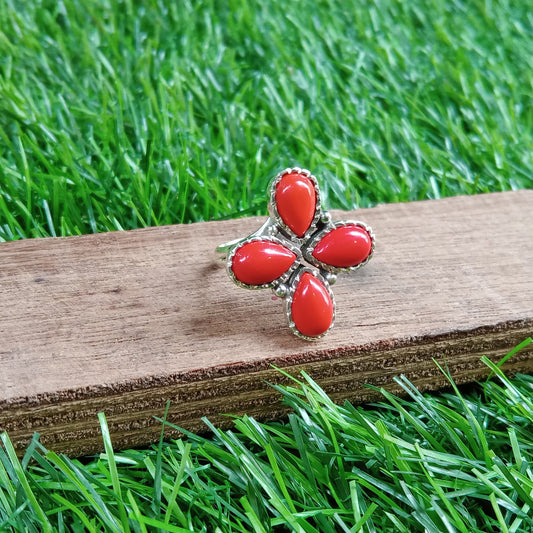 Boho Statement Ring | Coral Sterling Silver Ring | Hand Crafted Bohemian Ring | Boho Ring | Natural Coral Ring | Rings for Gift - Gifts