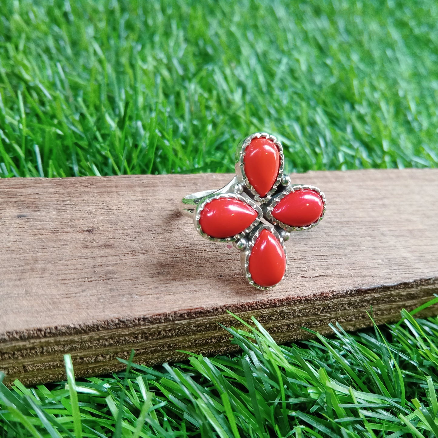 Boho Statement Ring | Coral Sterling Silver Ring | Hand Crafted Bohemian Ring | Boho Ring | Natural Coral Ring | Rings for Gift - Gifts