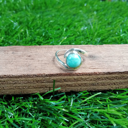 Bague en pierre précieuse naturelle Larimar - Bague en argent sterling 925 - Bague bohème fabriquée à la main - Bague Larimar bleu - Bagues - Cadeaux pour elle - Cadeaux