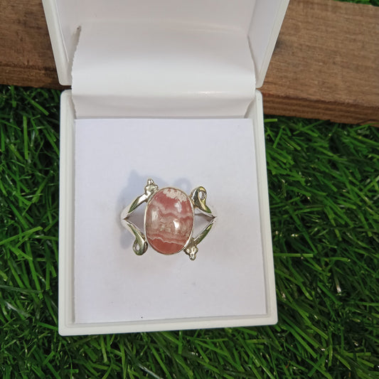 Bague en argent sterling 925 avec pierre précieuse naturelle en rhodochrosite - Bague bohème fabriquée à la main - Bague en rhodochrosite - Bague minimaliste - Cadeau pour femme