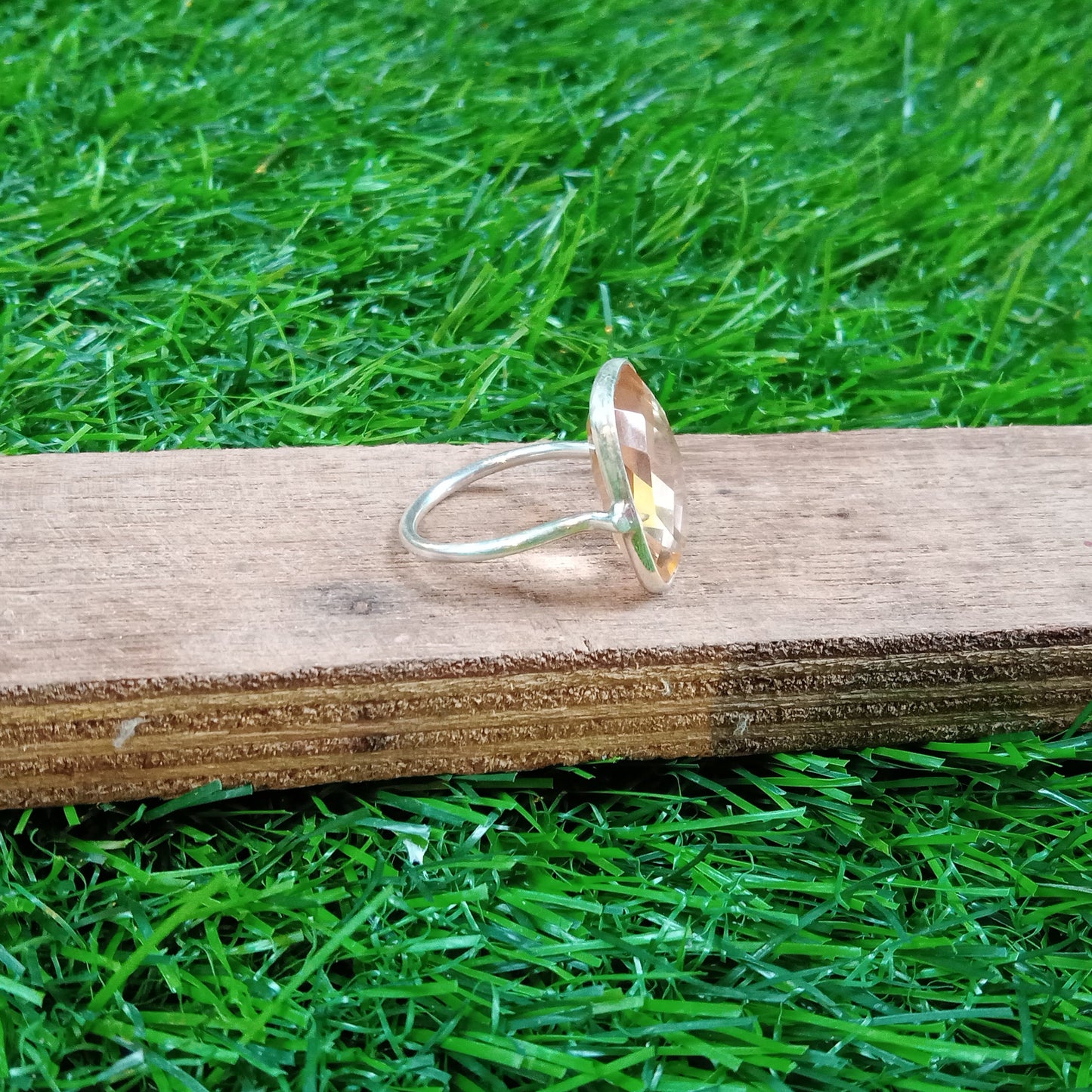 Citrine Glass Stone 925 Sterling silver Ring, Glass Stone, Bohemian Ring, Silver Ring, Dainty Ring, Minimalist Ring,  Gift for Women