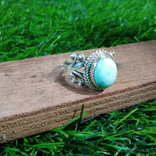 Natural Larimar Boho Ring, 925 Sterling Silver Ring, Larimar Gemstone Silver ring , Minimalist ring, blue stone ring, Gift for Women