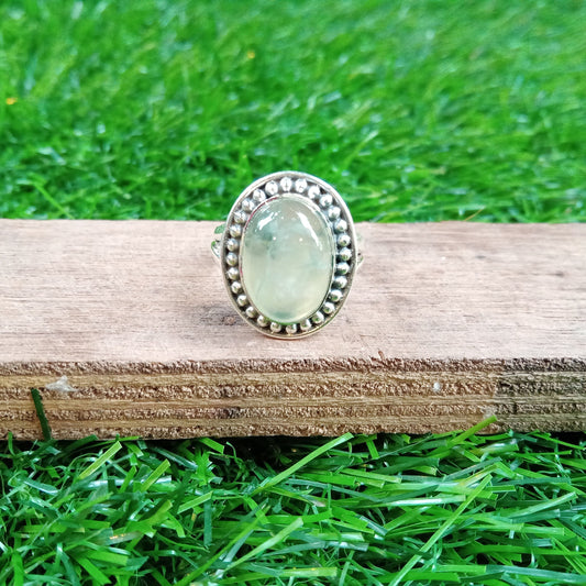 Natural Prehnite Boho Ring, 925 Sterling Silver Ring, Prehnite Gemstone Silver ring , Minimalist ring, Green stone ring, Gift for Women