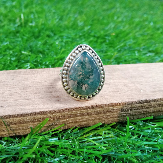 Moss Agate Gemstone Ring, 925 Sterling Silver Ring, Moss Agate Gemstone Silver ring , Personalized Ring, Gift for Women
