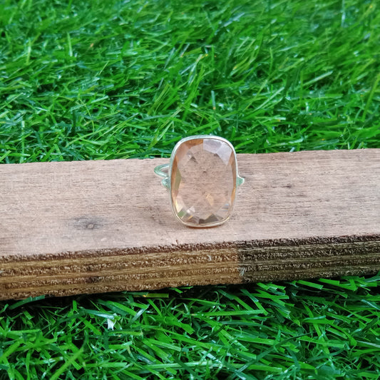 Citrine Glass Stone 925 Sterling silver Ring, Glass Stone, Bohemian Ring, Silver Ring, Dainty Ring, Minimalist Ring,  Gift for Women