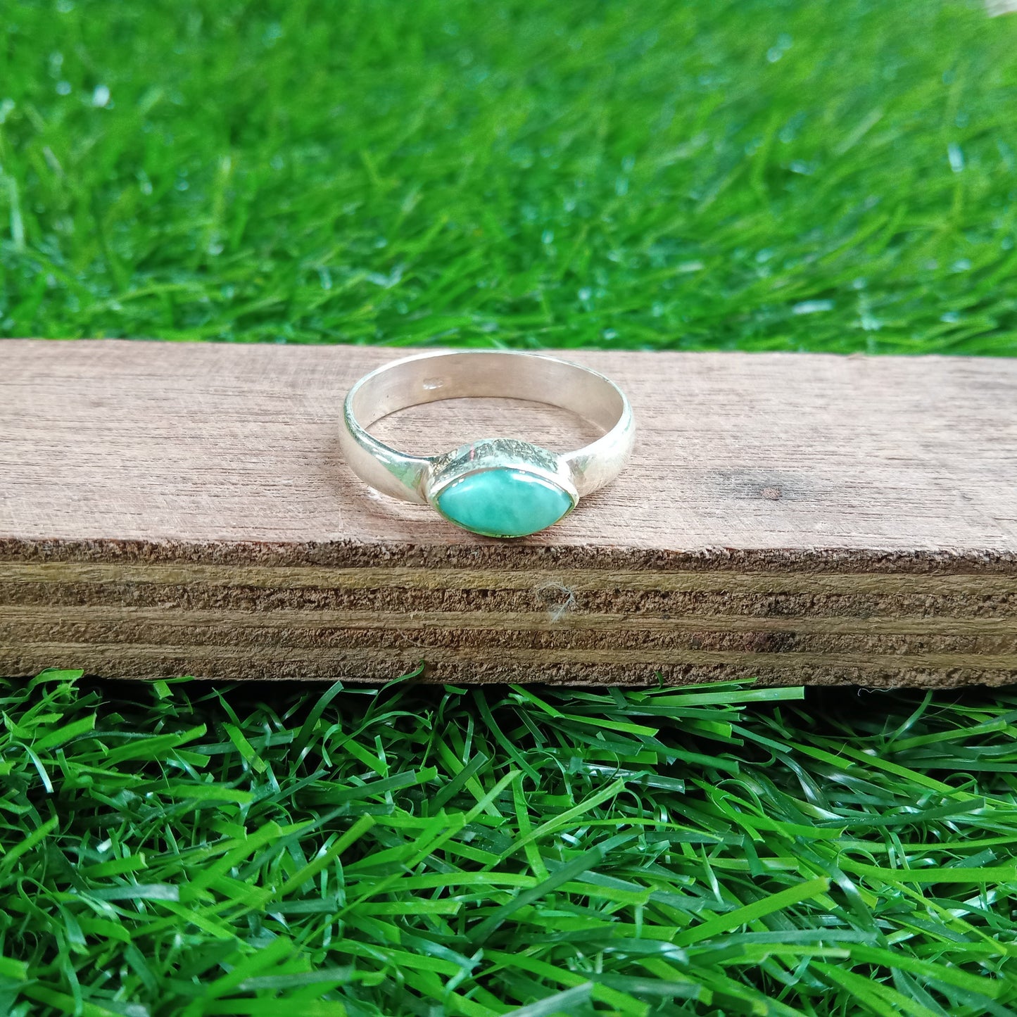 Larimar 925 Sterling Silver Ring - Boho Statement Ring - Hand Crafted Bohemian Ring-  Larimar Gemstone  Ring - Gift for Women- Free shipping