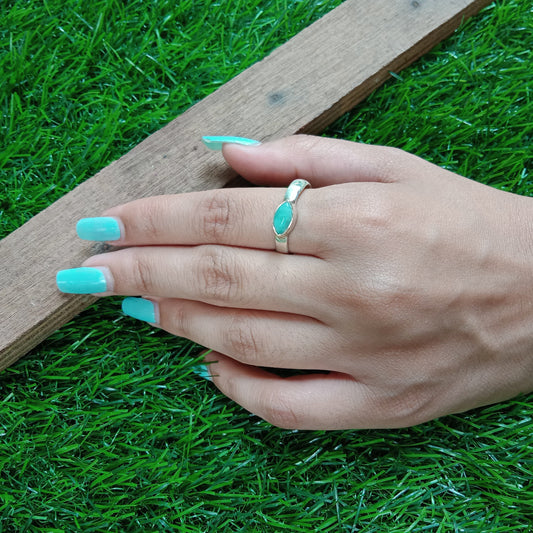 Larimar 925 Sterling Silver Ring - Boho Statement Ring - Hand Crafted Bohemian Ring-  Larimar Gemstone  Ring - Gift for Women- Free shipping