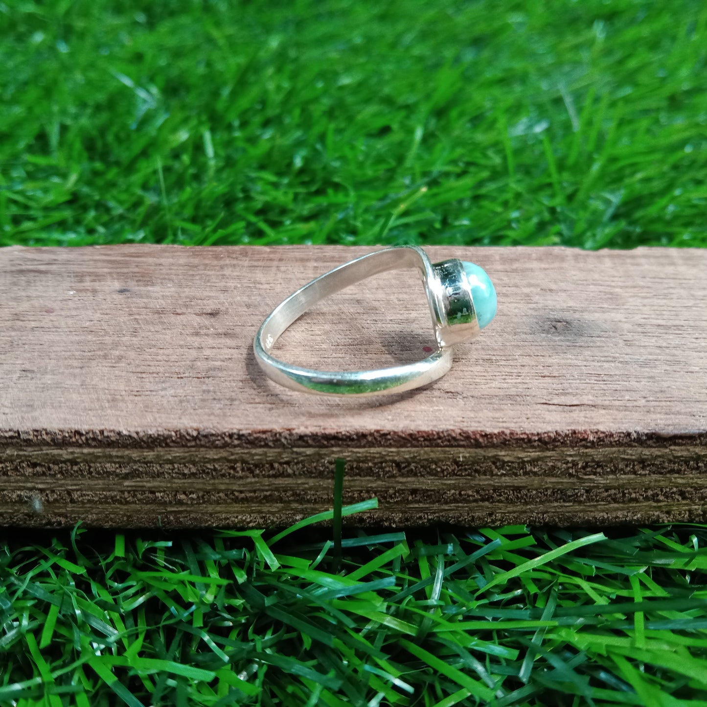 Larimar Natural Gemstone Ring -925 Sterling Silver Ring - Hand Crafted Bohemian Ring- Blue  Larimar  Ring- Rings - Gifts for her -Gifts