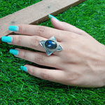 Labradorite  Natural Gemstone Ring -925 Sterling Silver Ring - Hand Crafted Bohemian Ring- Blue Labradorite  Ring- Rings - Gifts for women
