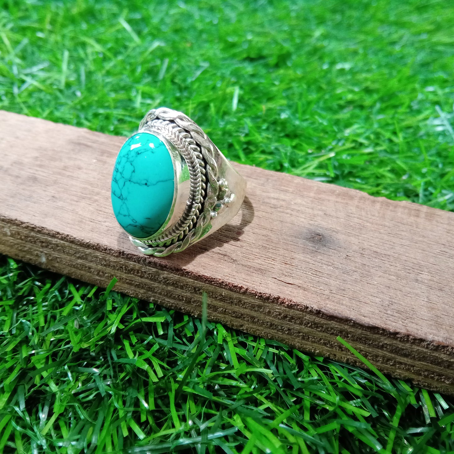 Turquoise Gemstone 925 Sterling Silver Ring - Hand Crafted Ring- Bohemian Ring- Turquoise Gemstone Ring - Silver Ring - Gift for women