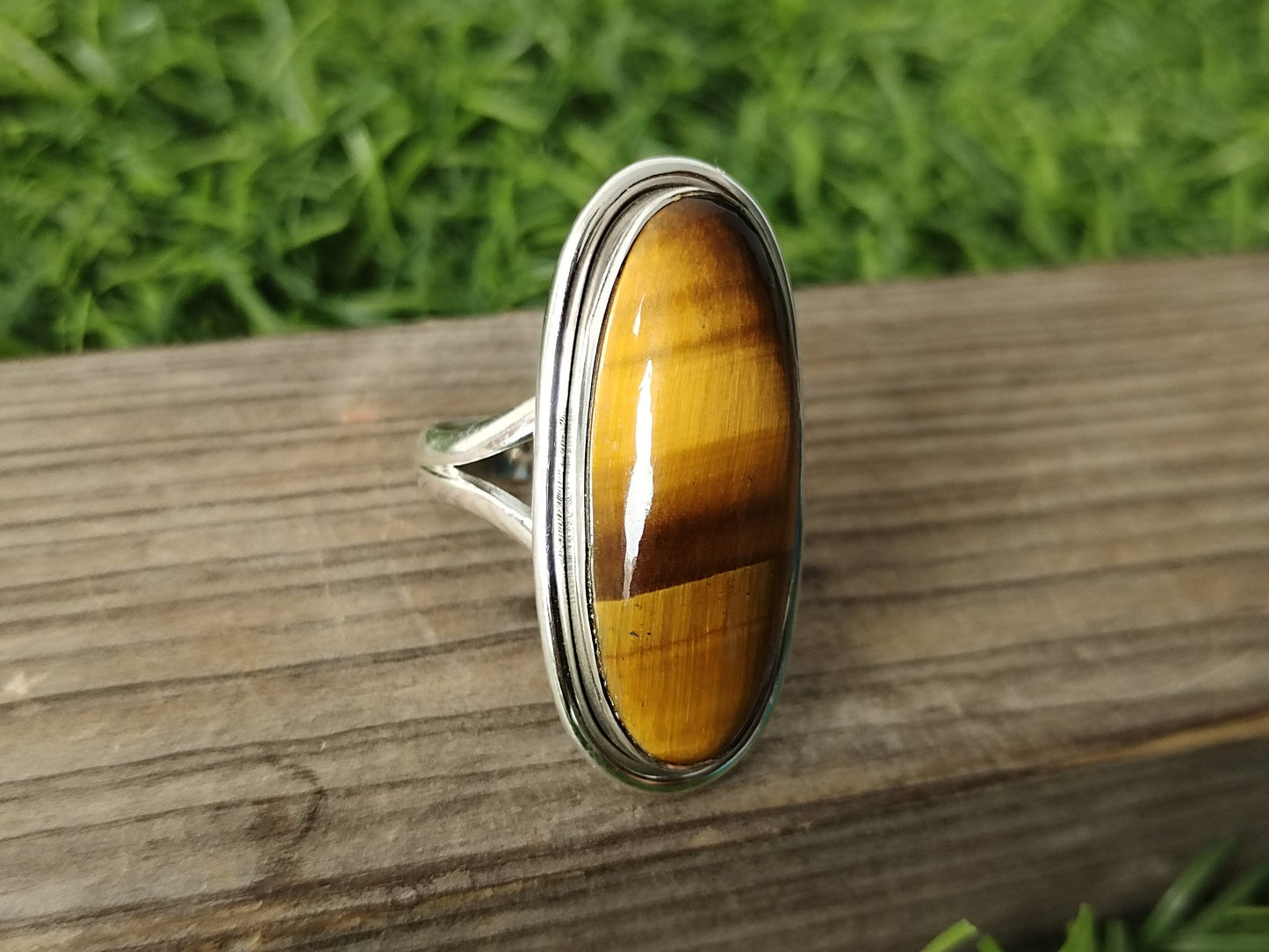 Tiger Eye Sterling Silver Ring - Boho Statement Ring - Hand Crafted Bohemian Ring-Bohemian Ring - Tiger Eye Stone - Rings - Gift for Her