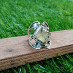 Prehnite Natural Gemstone Ring -925 Sterling Silver Ring - Hand Crafted Bohemian Ring- Prehnite Ring- Rings - Gifts for her -statement ring