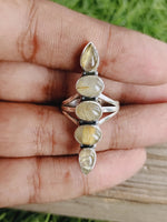 Golden Rutile triple stone ring , Handmade silver ring , 925 sterling silver ring ,silver ring, hand crafted silver ring, middle finger ring