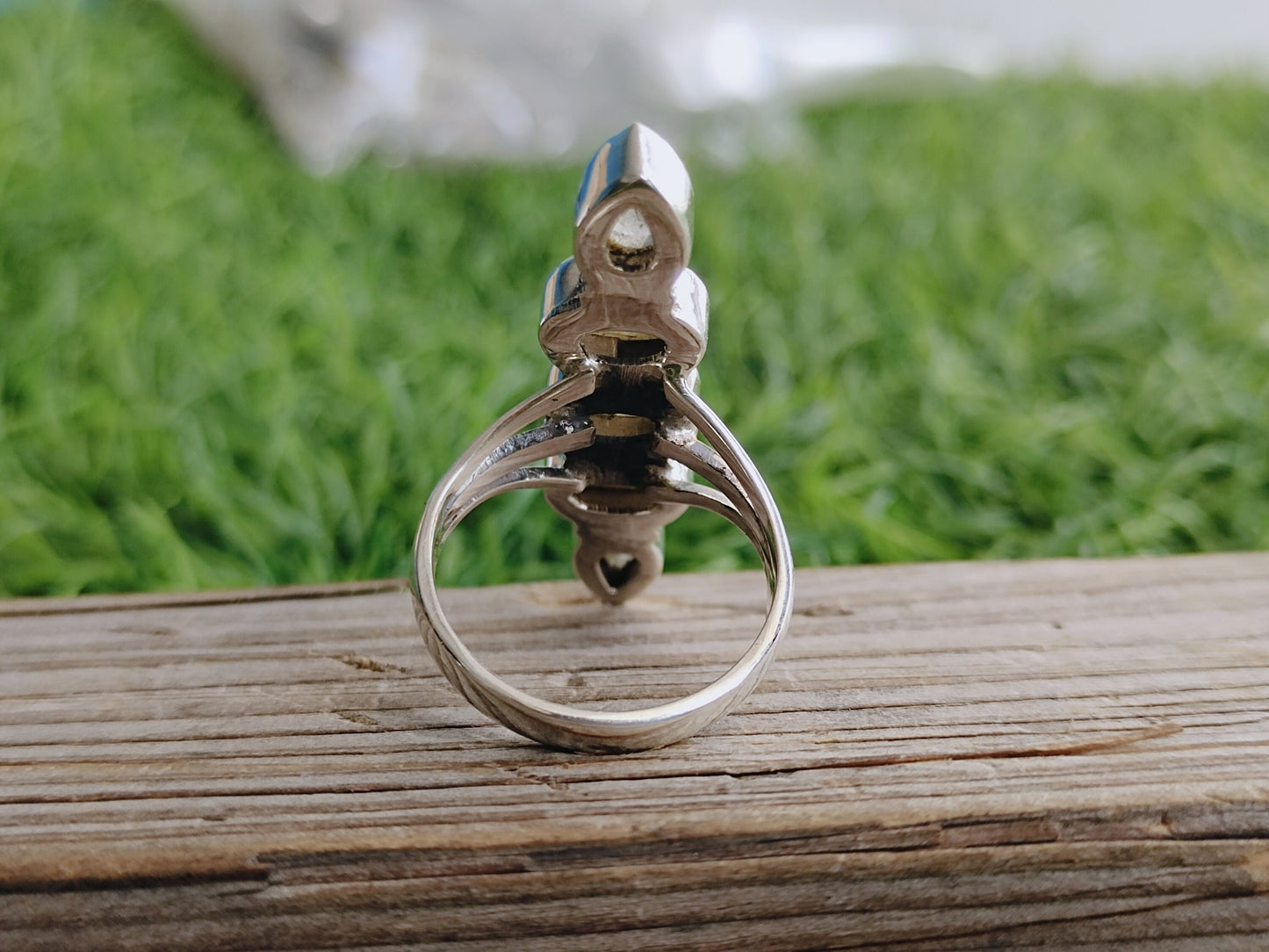 Golden Rutile triple stone ring , Handmade silver ring , 925 sterling silver ring ,silver ring, hand crafted silver ring, middle finger ring