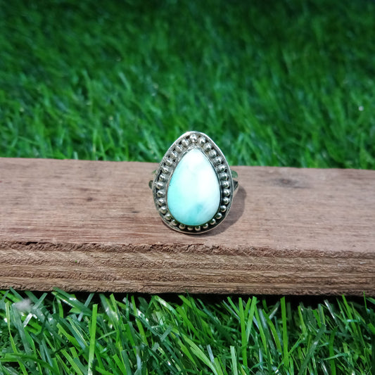 Larimar Gemstone 925 Sterling Silver Ring, Boho Design Ring, Big Ring, Handmade ring, Natural Larimar Gemstone, Wedding Ring, Free shipping