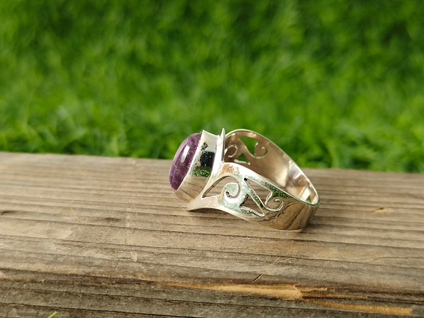 Amethyst Gemstone 925 Sterling Silver Boho Ring - Hand Crafted Bohemian Ring - Natural Amethyst stone - Gift for Women- bohemian Rings