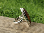 Tiger Eye Sterling Silver Ring - Boho Statement Ring - Hand Crafted Bohemian Ring-Bohemian Ring - Tiger Eye Stone - Rings - Gift for Her