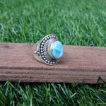 Natural Larimar Boho Ring, 925 Sterling Silver Ring, Larimar Gemstone Silver ring , Minimalist ring, blue stone ring, Gift for Women