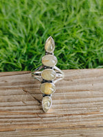Golden Rutile triple stone ring , Handmade silver ring , 925 sterling silver ring ,silver ring, hand crafted silver ring, middle finger ring