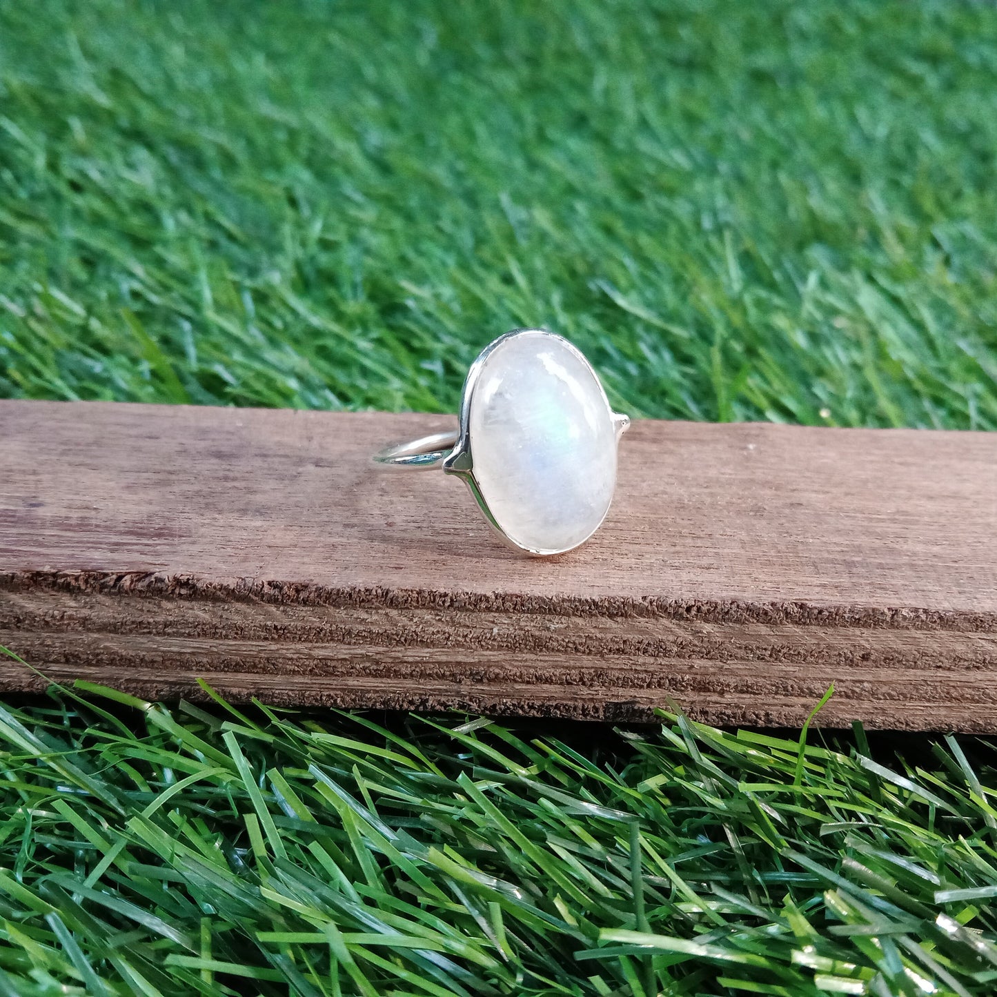 Boho  Ring - Rainbow Moonstone Sterling Silver Ring - Hand Crafted Bohemian Ring-Bohemian Ring - Rainbow Moonstone  - Rings -Gift for her