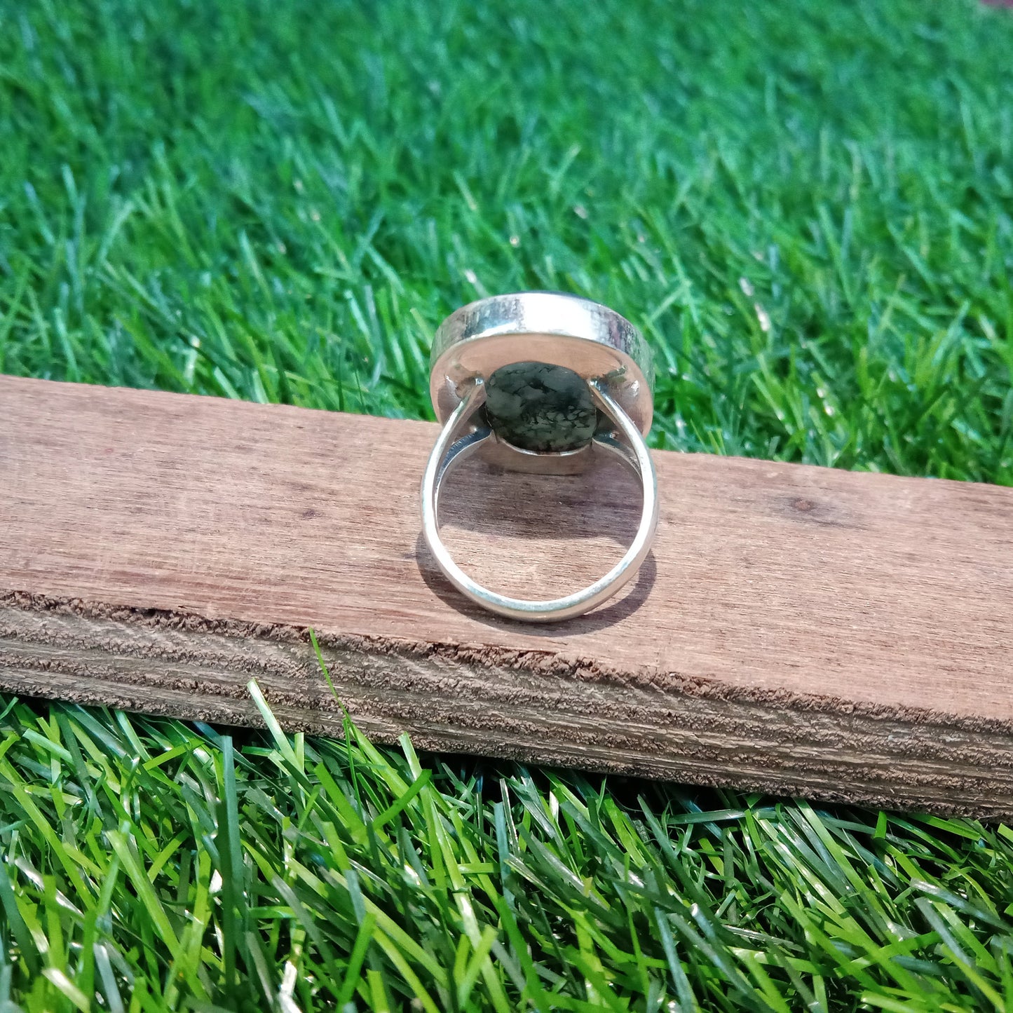 Moss Agate Sterling Silver Ring - Boho Statement Ring - Hand Crafted Bohemian Ring - Bohemian Ring -  Moss Agate Ring - Rings - Gift for her