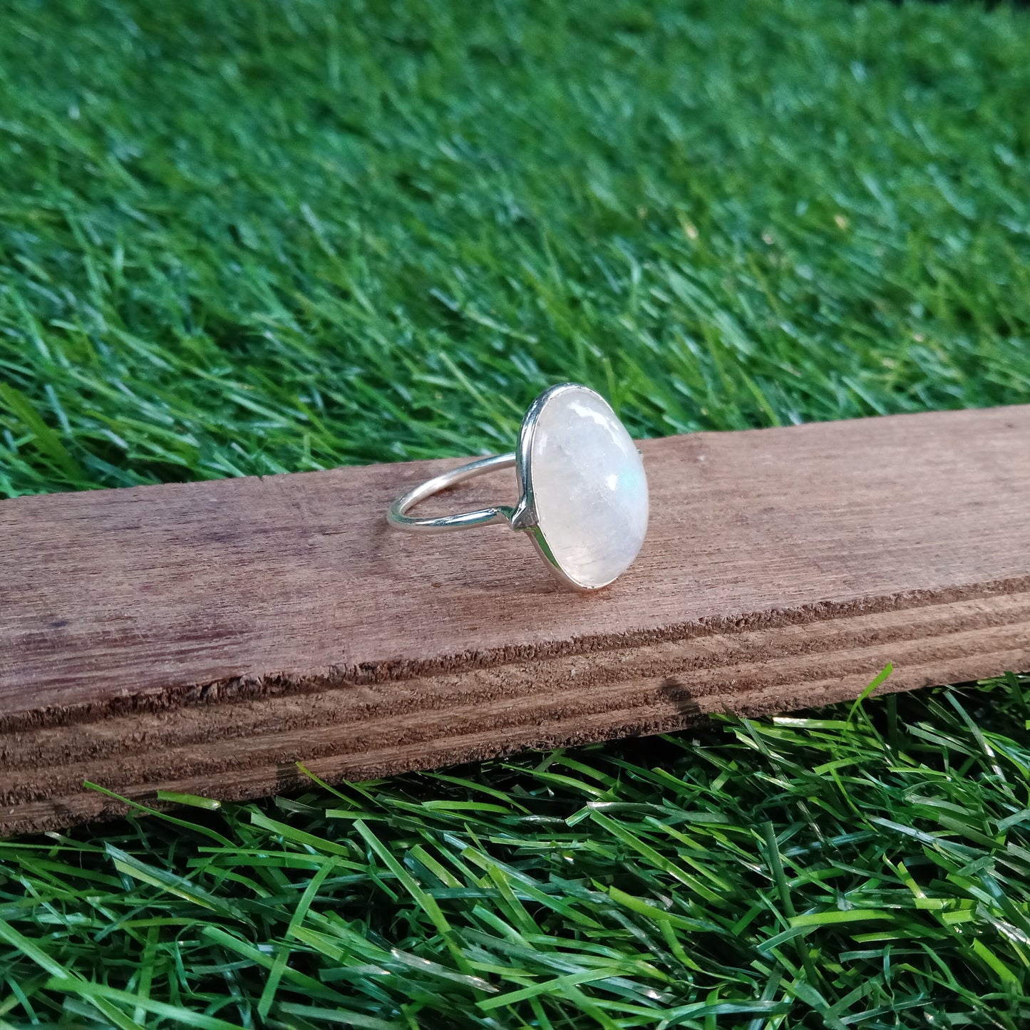 Boho  Ring - Rainbow Moonstone Sterling Silver Ring - Hand Crafted Bohemian Ring-Bohemian Ring - Rainbow Moonstone  - Rings -Gift for her