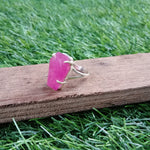 Boho Statement Ring - Pink Jade Sterling Silver Ring - Hand Crafted Bohemian Ring-Bohemian Ring - Pink Jade - Rings -Gift for women