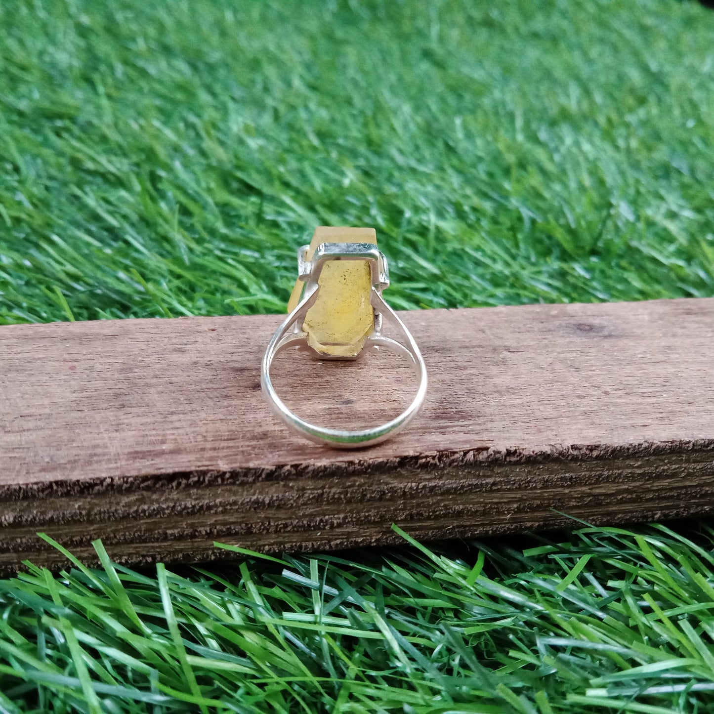 Boho Statement Ring - Yellow Jade Sterling Silver Ring - Hand Crafted Bohemian Ring-Bohemian Ring - Yellow Jade - Rings -Gift for women