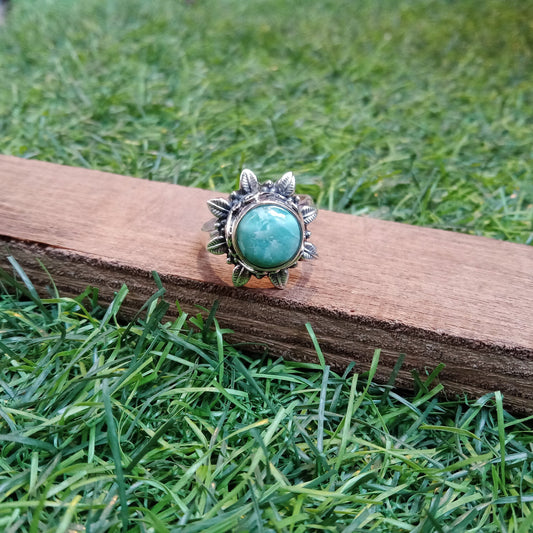 Natural Larimar Boho Ring, 925 Sterling Silver Ring, Larimar Gemstone Silver ring , Minimalist ring, blue stone ring, Gift for Women
