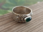 Grüner Onyx Stein Bandring, Sterling Silber Bandring, Einzigartiger Band Silberring, handgefertigter Silberring, Boho Band, Band, Silberring